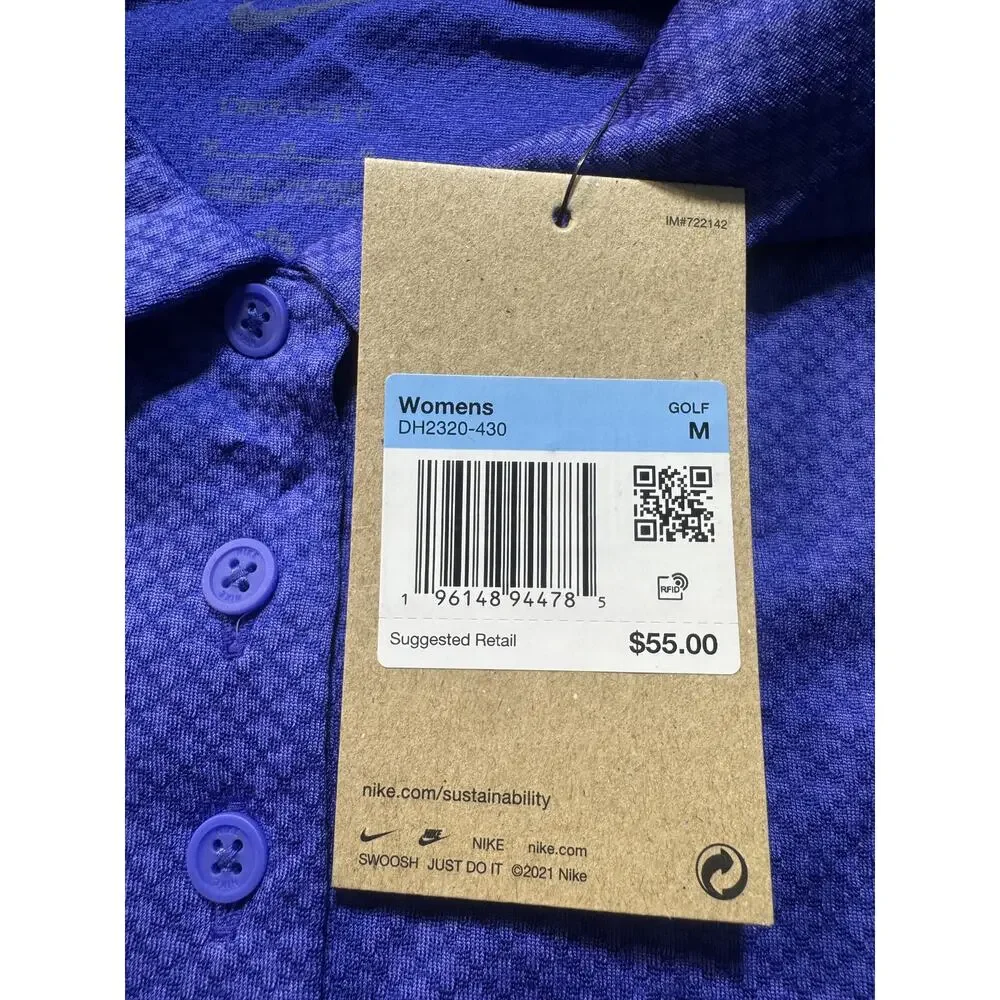 Nike‎ Swoosh Collared Tee Women Sz M Blue Brand New